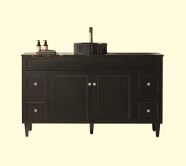 [CH154L-MB-ST] CETO Harrington Floor PVC Cabinet Stone top Matte black CH154L