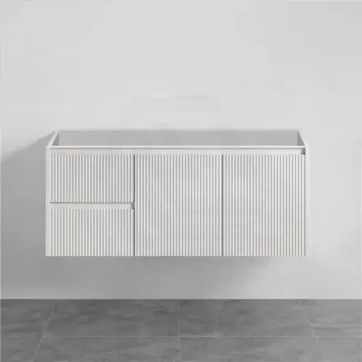 [CB124LW-MW] Brindabella Wall Hung Vanity – Left Hand Drawers – Matte White– 1200mm
