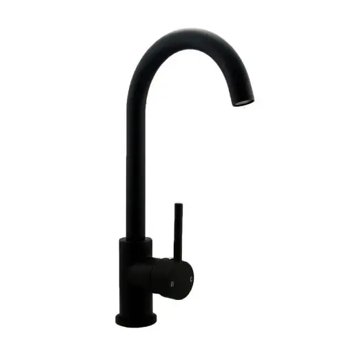 [OX1026.KM] Round Black Standard Kitchen Sink Mixer Tap