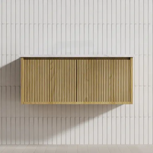 [K95LW-PO] 890*496*380mm Ceto Bellevue Wall Hung Bathroom Vanity Left Hand Drawer Push-to-Open Prime Oak