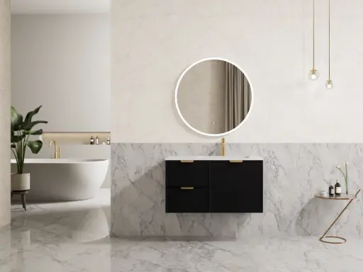 [CM94LW-MB] 890*455*480mm CETO Miami Wall Hung PVC Cabinet Matte Black Left Hand Drawers 