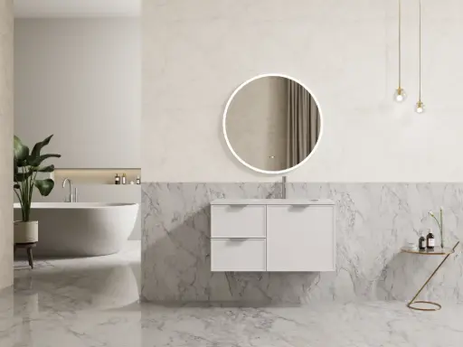 [CM94LW-MW] 890*455*480mm CETO Miami Wall Hung PVC Cabinet Matte White Left Hand Drawers 