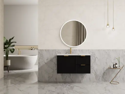 [CM94RW-MB] 890*455*480mm CETO Miami Wall Hung PVC Cabinet Matte Black Right Hand Drawers