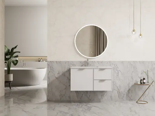 [CM94RW-MW] 890*455*480mm CETO Miami Wall Hung PVC Cabinet Matte White Right Hand Drawers