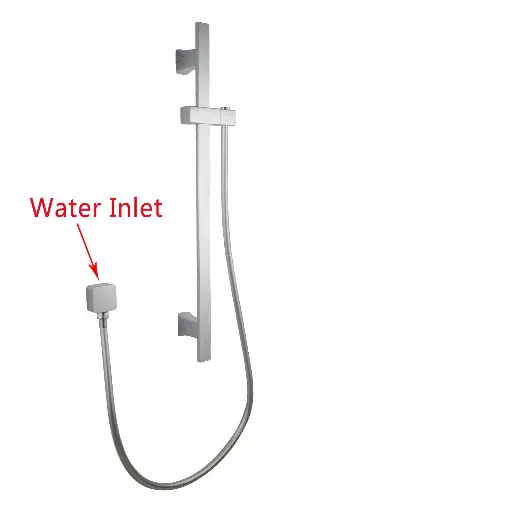 [CH2145.SH.N] Square Chrome Wall Mounted Sliding Rail with Water Hose & Wall Connector
