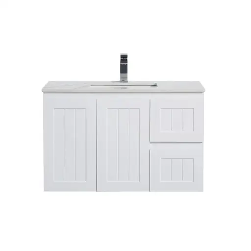 [AC94RW-MW] CETO Acacia Shaker Wall Hung Vanity – Right Hand Drawer – Matte White – 900mm