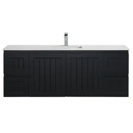[AC154W-MB-CT] 1500*460*580mm CETO Acacia Wall Hung PVC Cabinet single bowl Matte Black