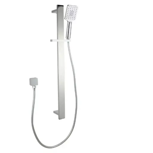 [CH2149.SH.N+CH-S8.HHS] Square Chrome Sliding Shower Rail with 3 Mode Handheld Shower Wall Connector Set