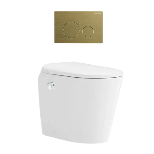 [ST23-BG] LAFEME AUTOLUX INWALL CISTERN FLOOR PAN SMART TOLET 592*400*492MM WITH BRUSHED GOLD FLUSH PLATE 