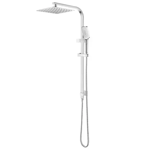 [CH2130.SH.N+CH0002.SH+CH-S8.HHS] 10" Chrome Square Shower Station Top Water Inlet
