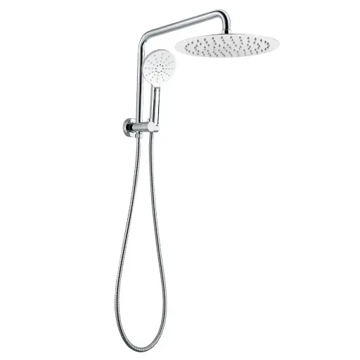 [CH2138.SH.N+CH0007.SH+CH-R11.HHS] 10" Round Chrome Shower Set with 3 Function Handheld Spray Head