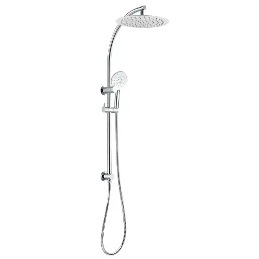 [CH2128.SH.N+CH0007.SH+CH-R11.HHS] 10'' Chrome Round Shower Set with 5 Function ABS Plastic Handheld Spray Head