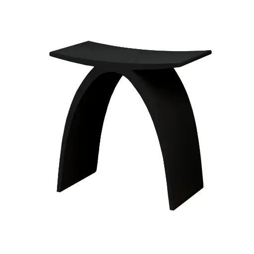 [CBS01-MB] Chiefly Solid Surface Stone Matte Black Bath Stool