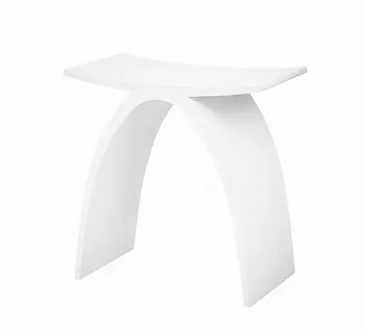[CBS01-GW] Chiefly Solid Surface Stone Gloss White Bath Stool