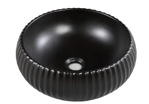 [PA4014MB] Above Counter Ceramic Basin – Matte Black – Round – 400mm 