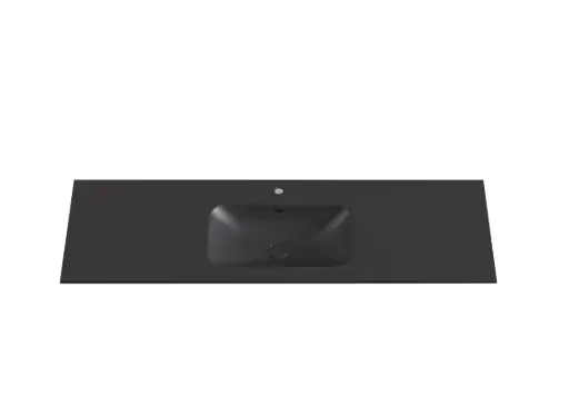 [CH1546MB-UTH] 1500x460x145mm Chiefly Solid Surface Stone Basin hole Matte Black