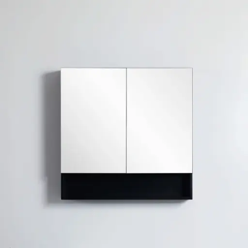 [FMBSV750] Fremantle Shaving Cabinet – Two Doors – Matte Black – 750x750x155mm