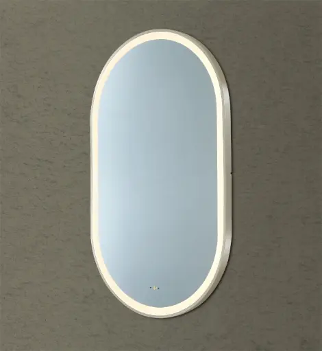 [LFMOV4590-GM] 450x900mm Olivia Electroplated Gun Metal Iron Framed LED Mirror