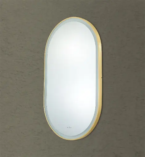 [LFMOV60100-BG] 600x900mm Olivia Electroplated Brushed Gold Iron Framed LED Mirror