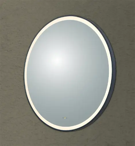 [LFM600R-MB] Luna Iron Framed LED Mirror Electroplated Matte Black-600mm