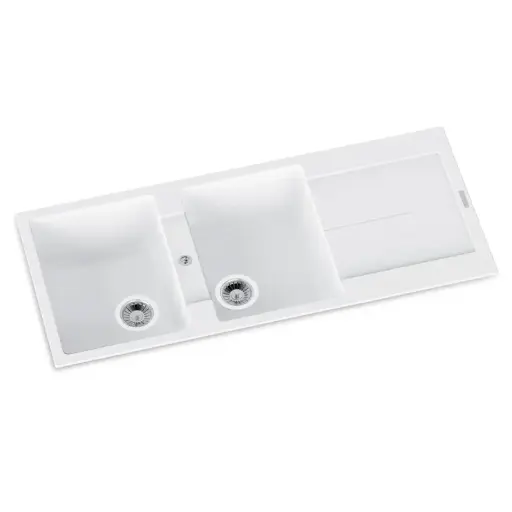 [TWM-ED200W] 1160x460x200mm White Granite Double Bowl Kitchen Sink 