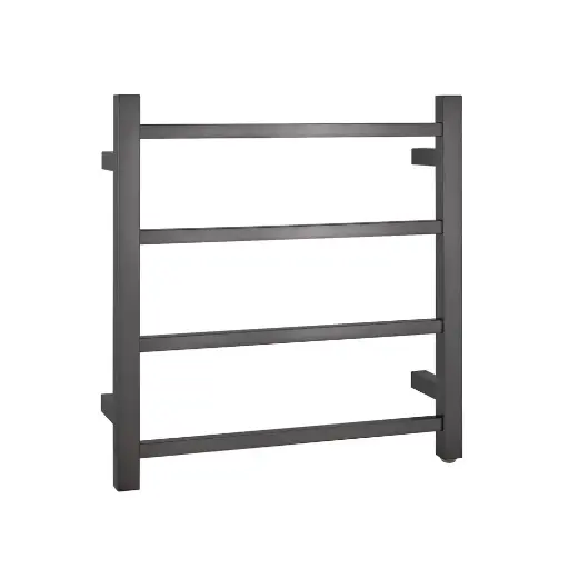 [BUGM04.S.HTR] Square Brushed Gunmetal Electric Heated Towel Rack – 4 Bars