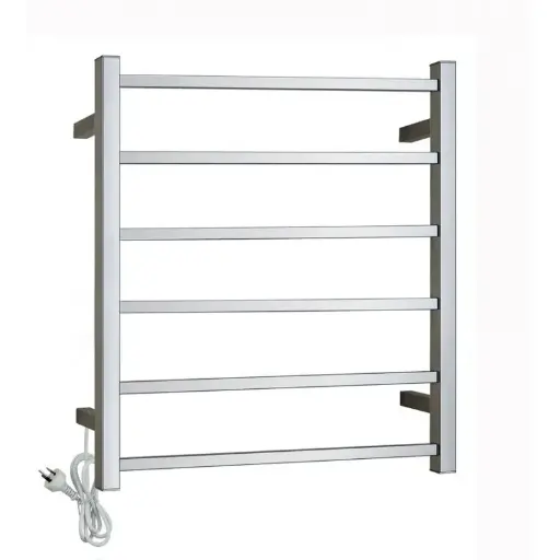 [CH06.S.HTR] Square Chrome Electric Heated Towel Rack - 6 Bars