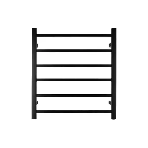 [OX06.S.HTR] Square Black Electric Heated Towel Rack - 6 Bars