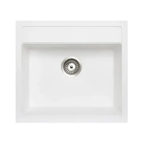 [TWM-560FEW] 560x510mm White Granite Single Bowl Kitchen Sink 
