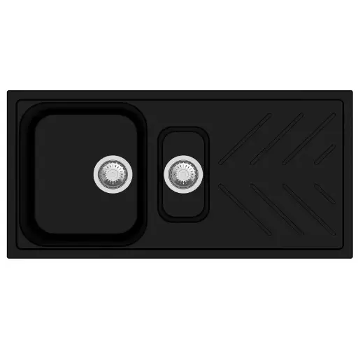 [TWM-NBD150] 1000X500mm Black Granite 1 & 1/4 Bowl Kitchen Sink 