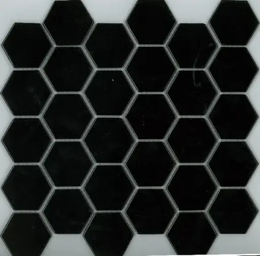 [HEX009] COTTO HEXAGON GLOSS BLACK MOSAIC TILES 48x48mm