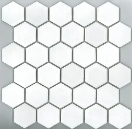 [HEX503] COTTO HEXAGON SATIN WHITE MOSAIC TILES 48x48mm