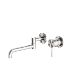 [NR221910RBN] MECCA WALL BASIN/BATH MIXER SWIVEL SPOUT 225MM BRUSHED NICKEL 
