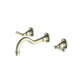 [NR692107a02AB] YORK AGED BRASS WALL BASIN SET WITH METAL LEVER