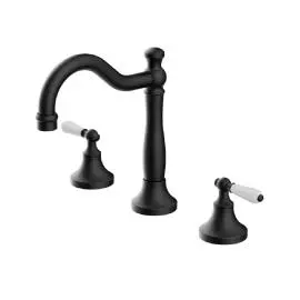 [NR692102a01MB] YORK MATTE BLACK BASIN SET WITH WHITE PORCELAIN LEVER