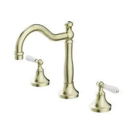 [NR692102a01AB] YORK AGED BRASS BASIN SET WITH WHITE PORCELAIN LEVER