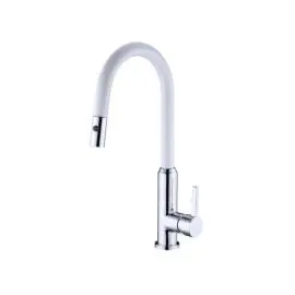 [NR231708CW] PEARL CHROME WHITE PULL OUT SINK MIXER WITH VEGIE SPRAY FUNCTION