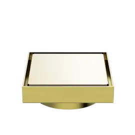 [NRFW008BG] 130MM SQUARE TILE INSERT FLOOR WASTE 100MM OUTLET BRUSHED GOLD 