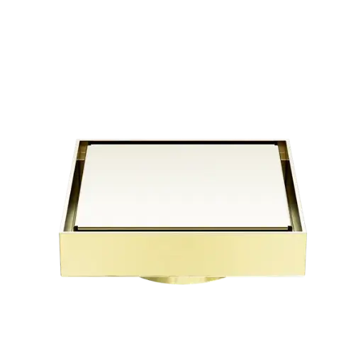[NRFW009BG] 100mm Square Tile Insert Floor Waste 80mm Outlet Brushed Gold 