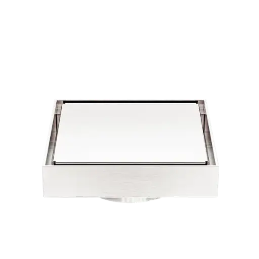 [NRFW009BN] 100mm Square Tile Insert Floor Waste 80mm Outlet Brushed Nickel