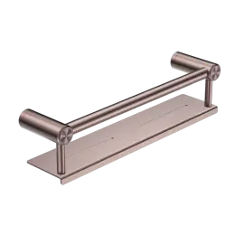 [NRCR2512CBZ] MECCA CARE BRUSHED BRONZE 25MM GRAB RAIL WITH SHELF 300MM