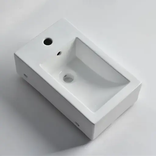[CLA-WH-46-L] 460x280x170mm Gloss White Wall Hung Basin- Left Side Tap Hole