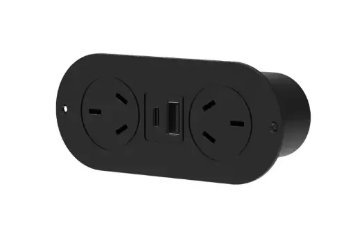 [PWRDRW240VBK] In Drawer Power Point w/ USB Black 