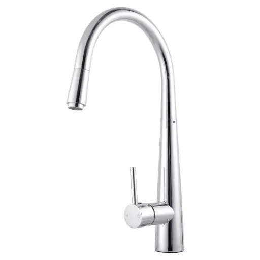[CH1021.KM] Round Chrome Pull Out Kitchen Mixer Tap