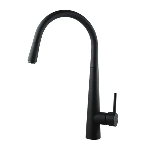 [OX1021.KM] Round Black Pull Out Kitchen Mixer Tap