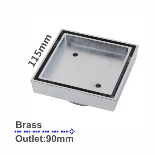 [CH002.FD] 115x115mm Chrome Tile Insert Drain (Outlet Size: 90mm)
