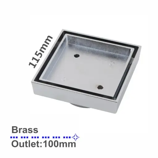 [CH005.FD] 115x115mm Chrome Tile Insert Drain (Outlet Size: 100mm)
