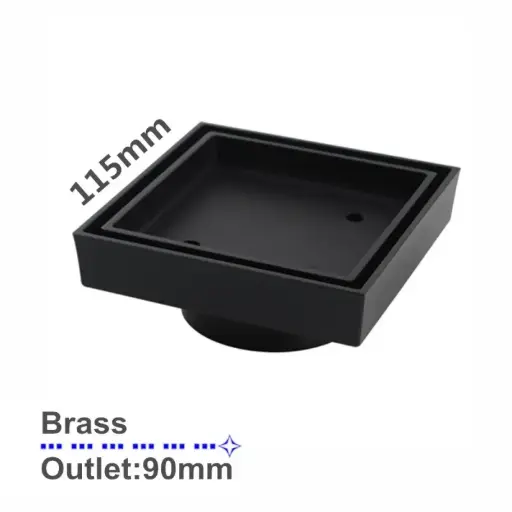[OX002.FD] 115x115mm Black Tile Insert Drain (Outlet Size: 90mm)