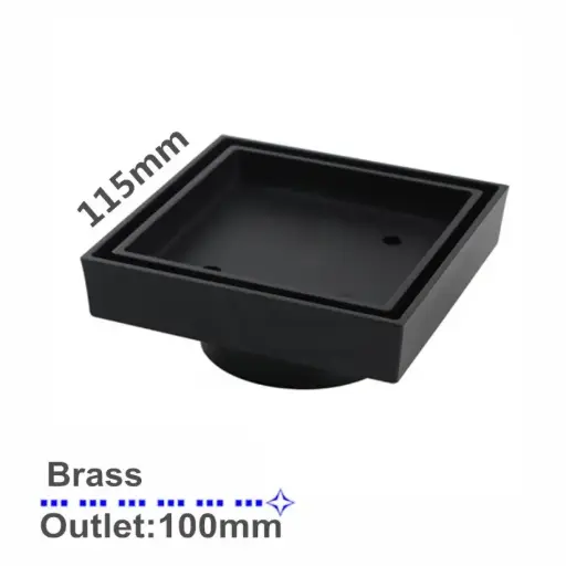 [OX005.FD] 115x115mm Black Tile Insert Drain (Outlet Size: 100mm)