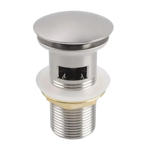 [BU004.PUW] 32/40mm Solid Brass Basin Mushroom Pop Up Waste – Brushed Nickel – Overflow